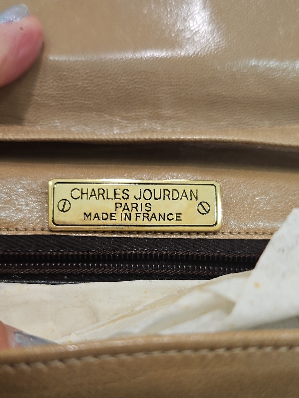 Vtg Charles Jourdan Paris Kid Leather Envelope Bag Clutch Removable Strap EUC - Picture 3 of 9